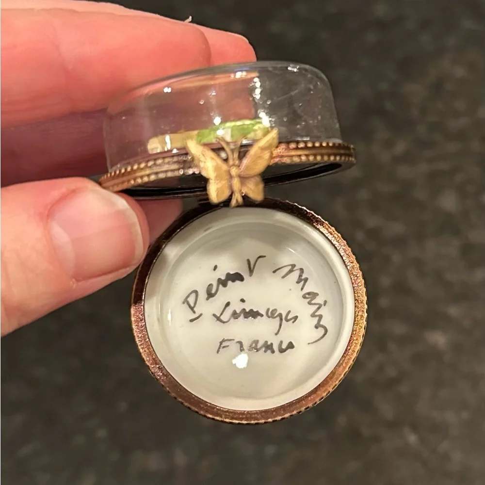 Vintage Limoges Kiwi Pie Slice Trinket Box - Picture 2 of 6